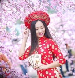 Trọn bộ ảnh hot girl bên hoa đào siêu đẹp