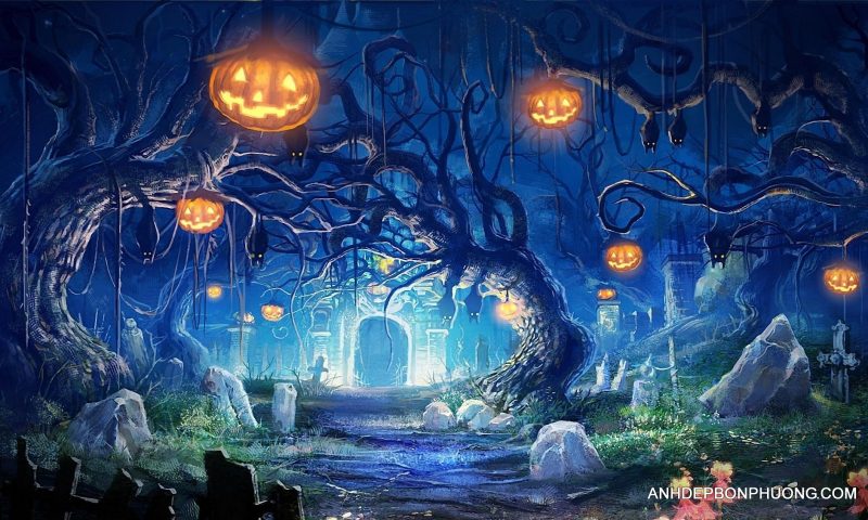 Nền Halloween Kinh Dị Dơi Mặt Trăng Cây Khô Hình Nền Cho Tải Về Miễn Phí   Pngtree