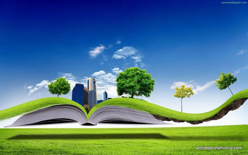 hinh-nen-2d-cho-laptop-3D-Green-Nature-Book-Wallpaper